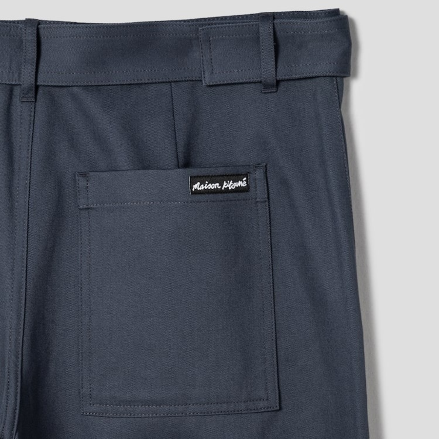 Maison Kitsune Men Belted Pants - Slate Grey