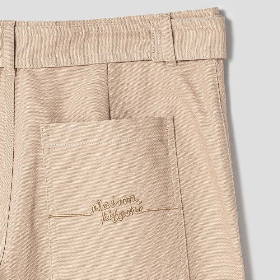 Maison Kitsune Men Belted Pants - Cork