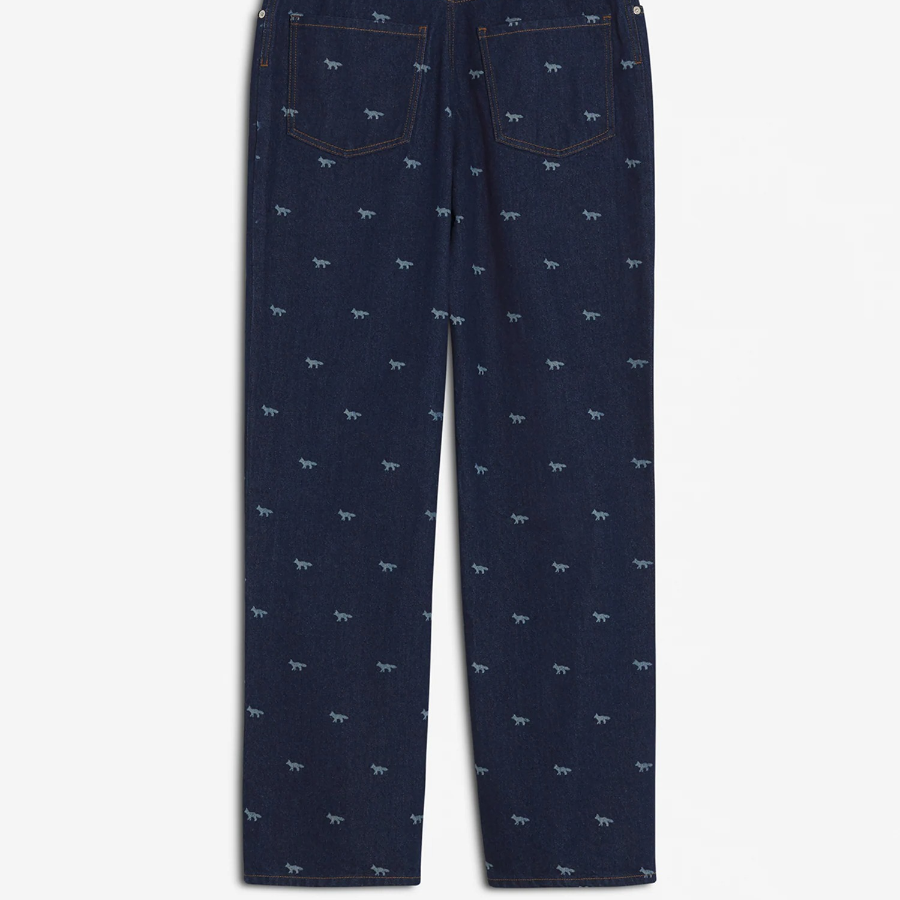 Maison Kitsune Men Relaxed Denim Jeans - Dark Laser Profile Fox