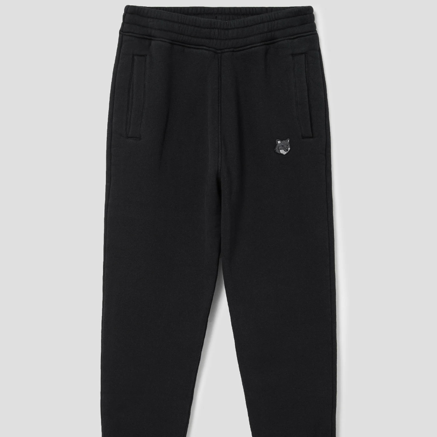 Maison Kitsune Men Tonal Fox Head Patch Comfort Jog Pants - Black