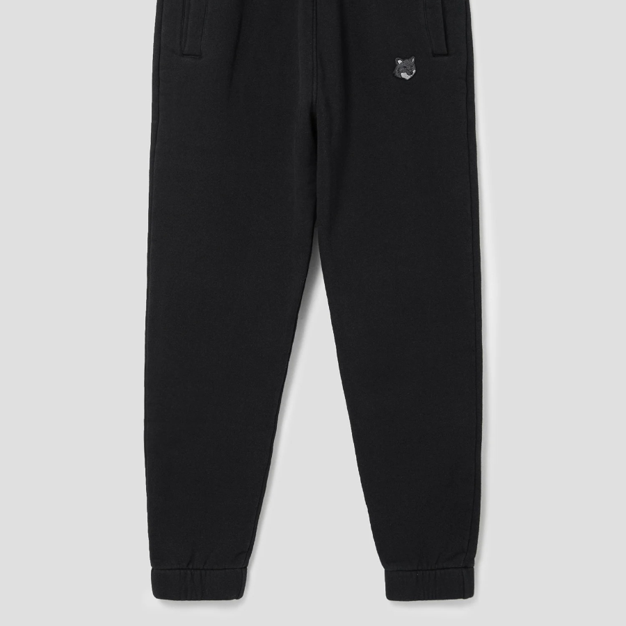 Maison Kitsune Men Tonal Fox Head Patch Comfort Jog Pants - Black