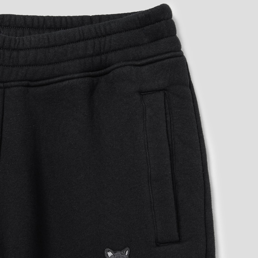Maison Kitsune Men Tonal Fox Head Patch Comfort Jog Pants - Black