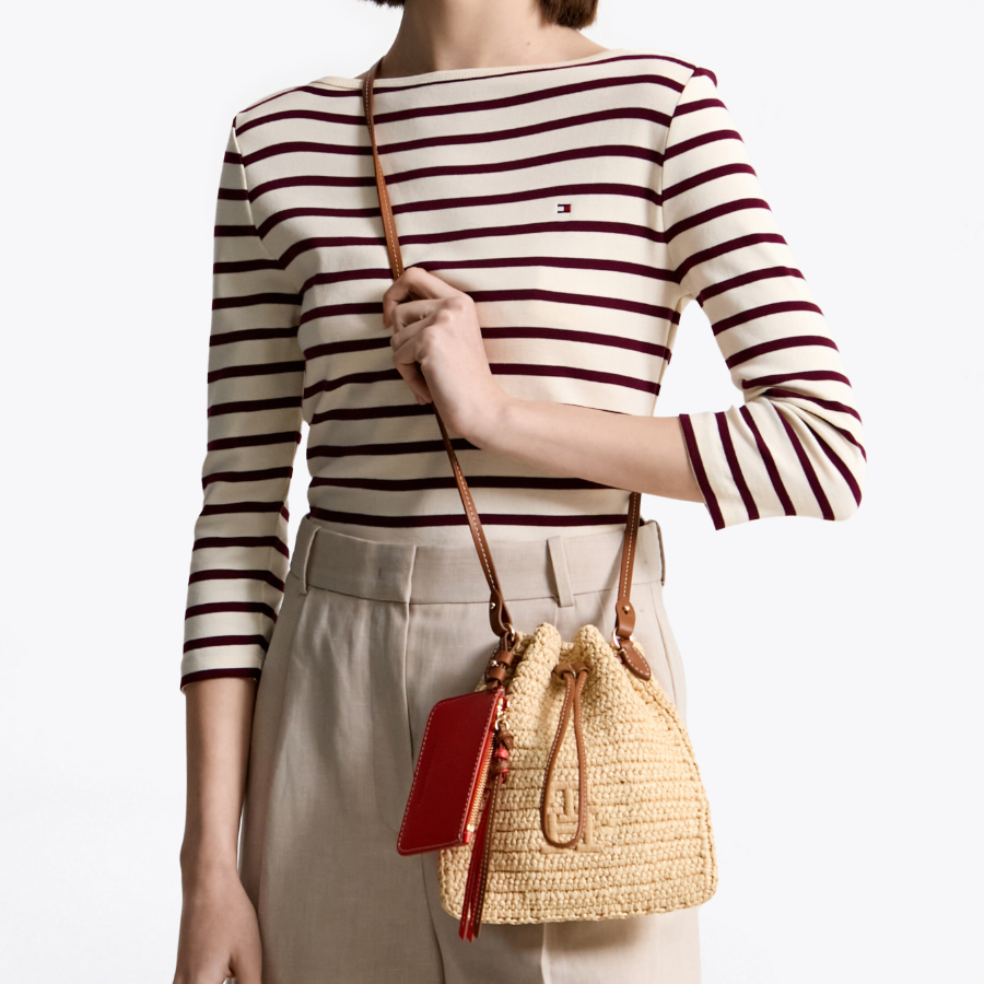 TOMMY HILFIGER [Official Headquarters] Raffia Mini Pouch Bag