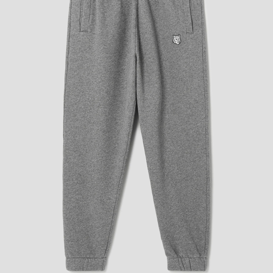 Maison Kitsune Men Tonal Fox Head Patch Comfort Jog Pants - Medium Grey Melange