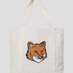 Maison Kitsune Unisex Fox Head Tote Bag - Ecru