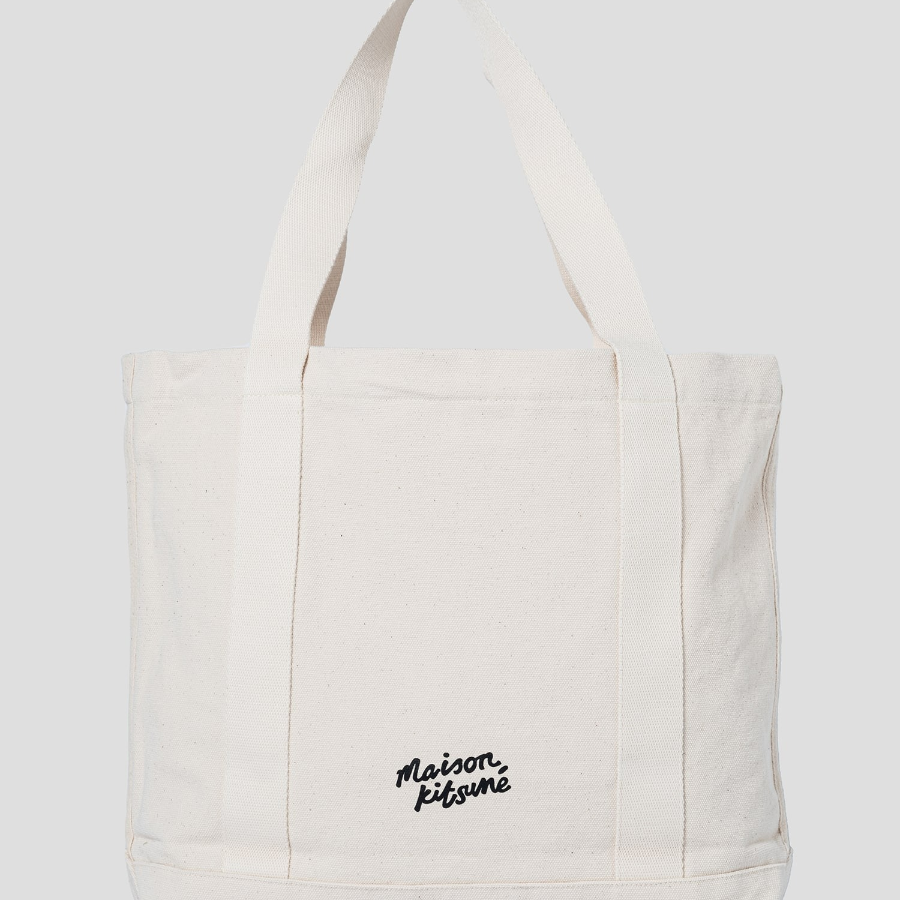 Maison Kitsune Unisex Fox Head Tote Bag - Ecru