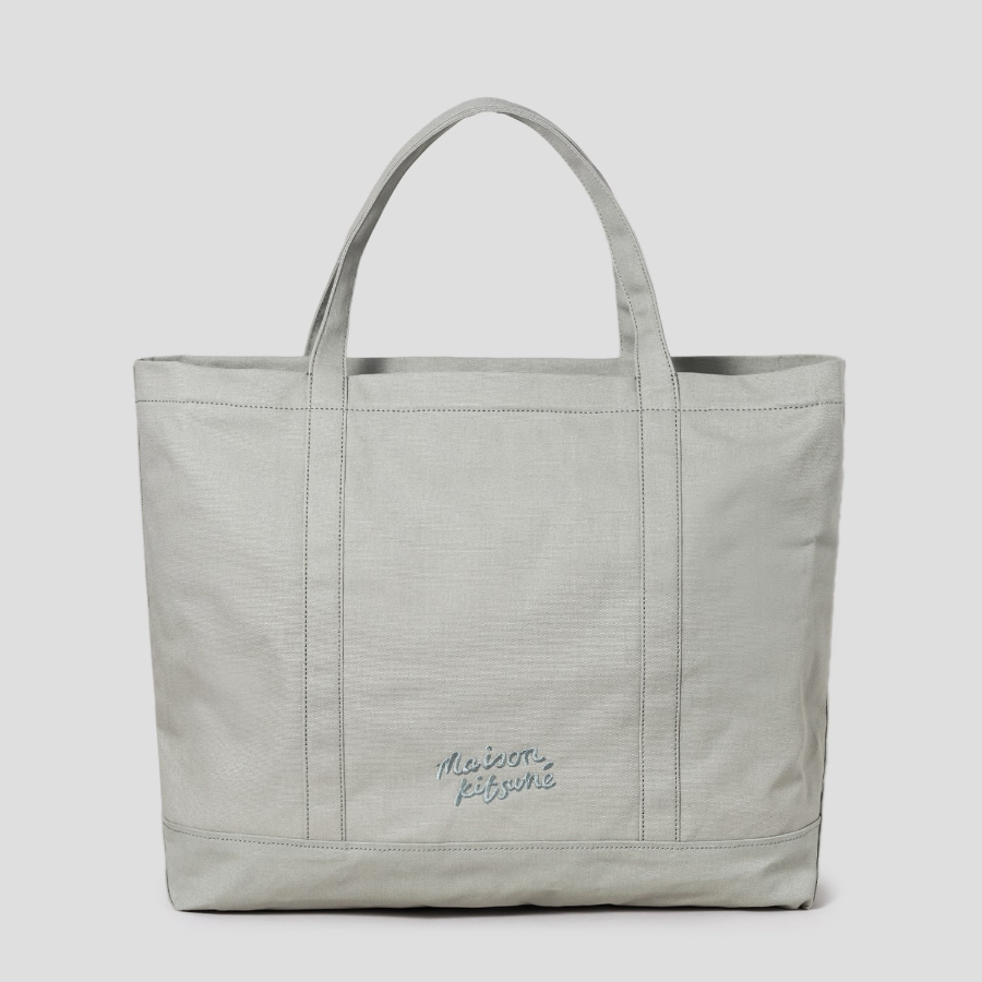 Maison Kitsune Unisex Fox Head Xl Tote - Court Green