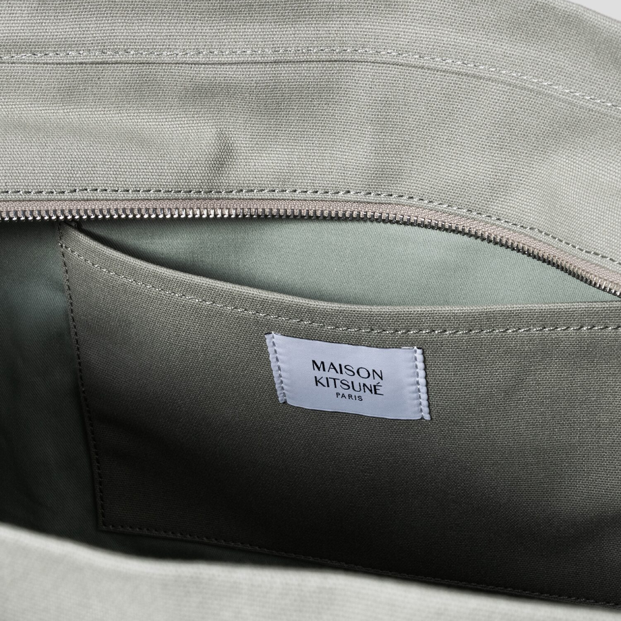 Maison Kitsune Unisex Fox Head Xl Tote - Court Green