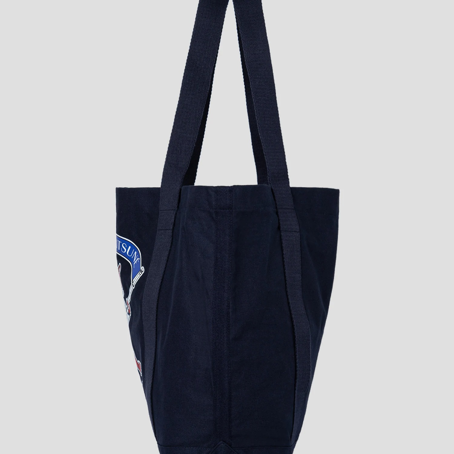 Maison Kitsune Unisex Korean Fox Shopping Bag - Navy