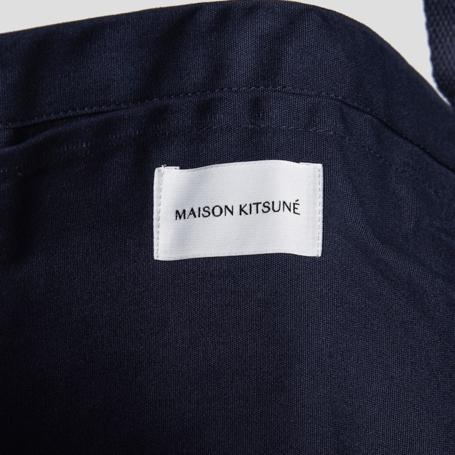 Maison Kitsune Unisex Korean Fox Shopping Bag - Navy