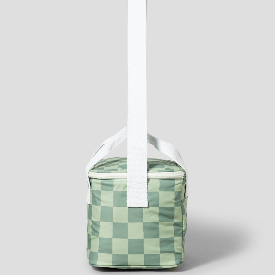 Maison Kitsune Unisex Checkerboard Cooler Bag - Basile/Lime Pattern