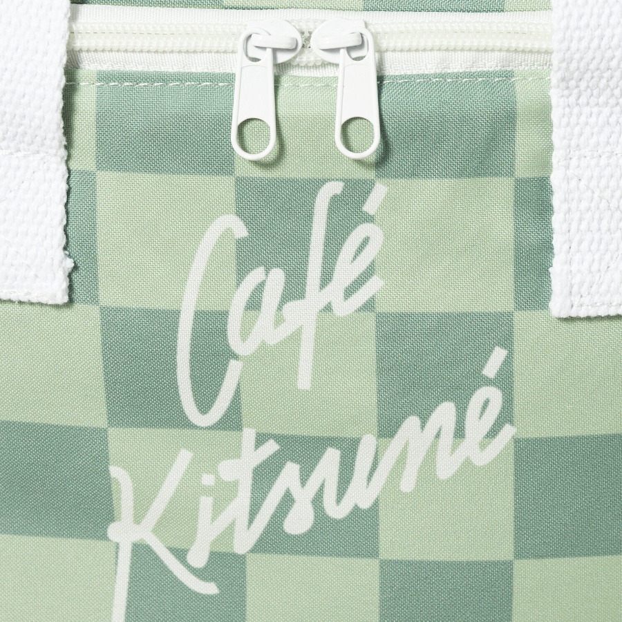 Maison Kitsune Unisex Checkerboard Cooler Bag - Basile/Lime Pattern