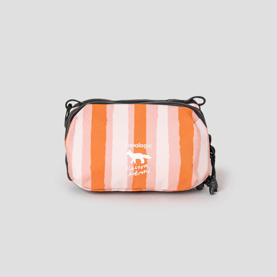 Maison Kitsune Unisex Maison Kitsune X Topologie Striped Mini Bottle Bag - Peach Fruit/Marigold Red Print