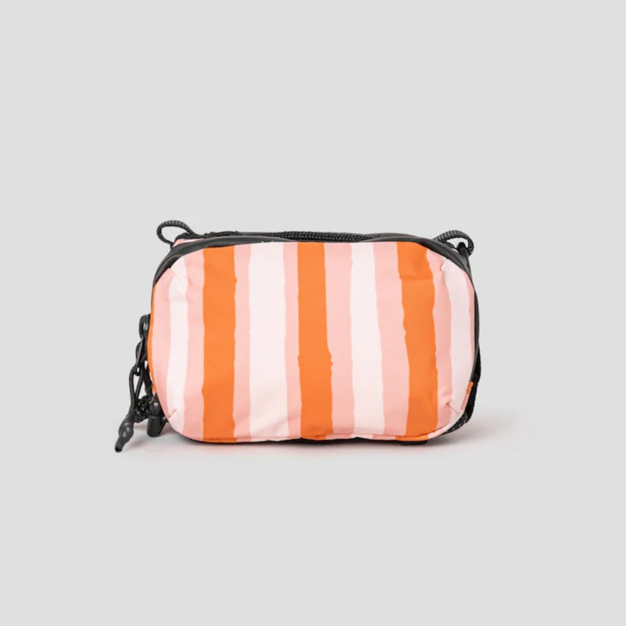 Maison Kitsune Unisex Maison Kitsune X Topologie Striped Mini Bottle Bag - Peach Fruit/Marigold Red Print