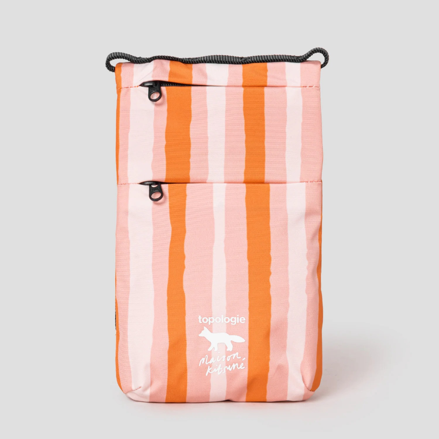 Maison Kitsune Unisex Maison Kitsune X Topologie Striped Phone Pouch - Peach Fruit/Marigold Red Print