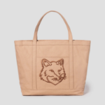 Maison Kitsune Unisex Fox Head Large Tote - Cork