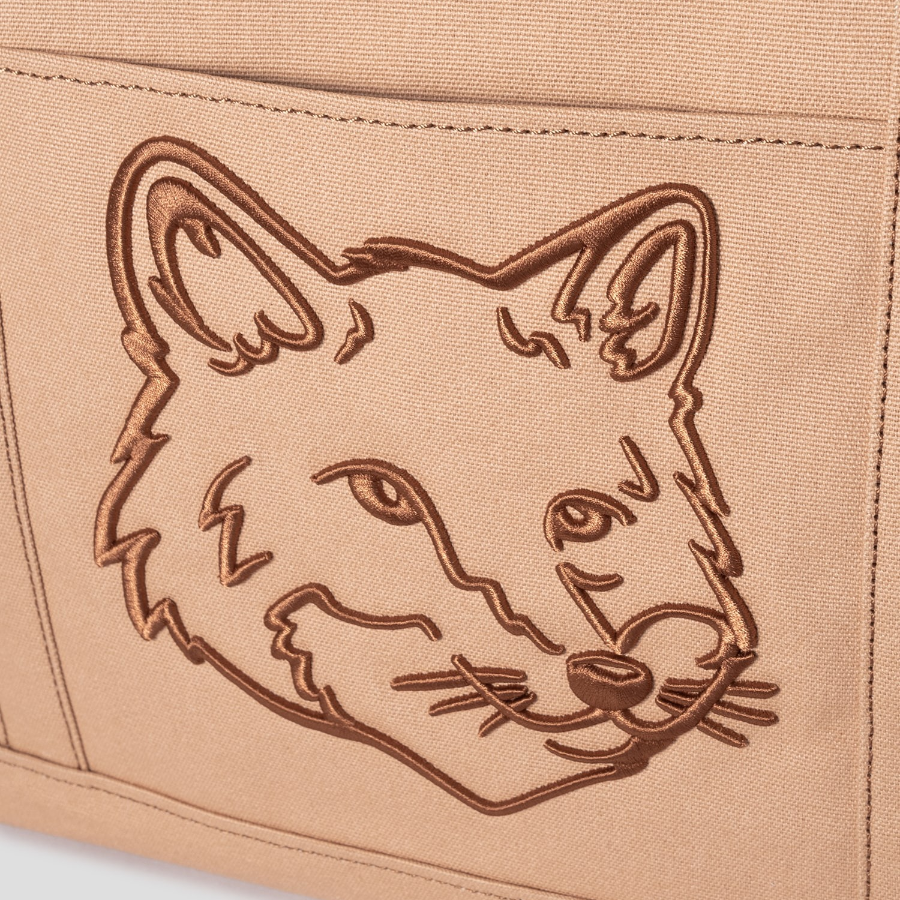 Maison Kitsune Unisex Fox Head Large Tote - Cork