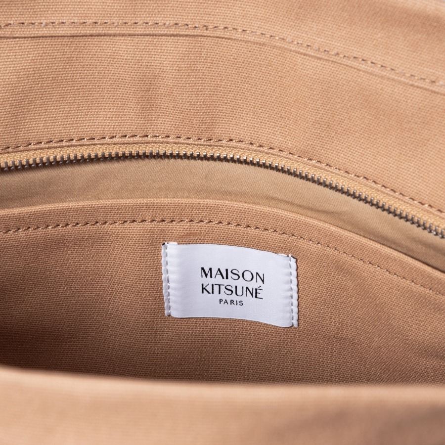 Maison Kitsune Unisex Fox Head Large Tote - Cork