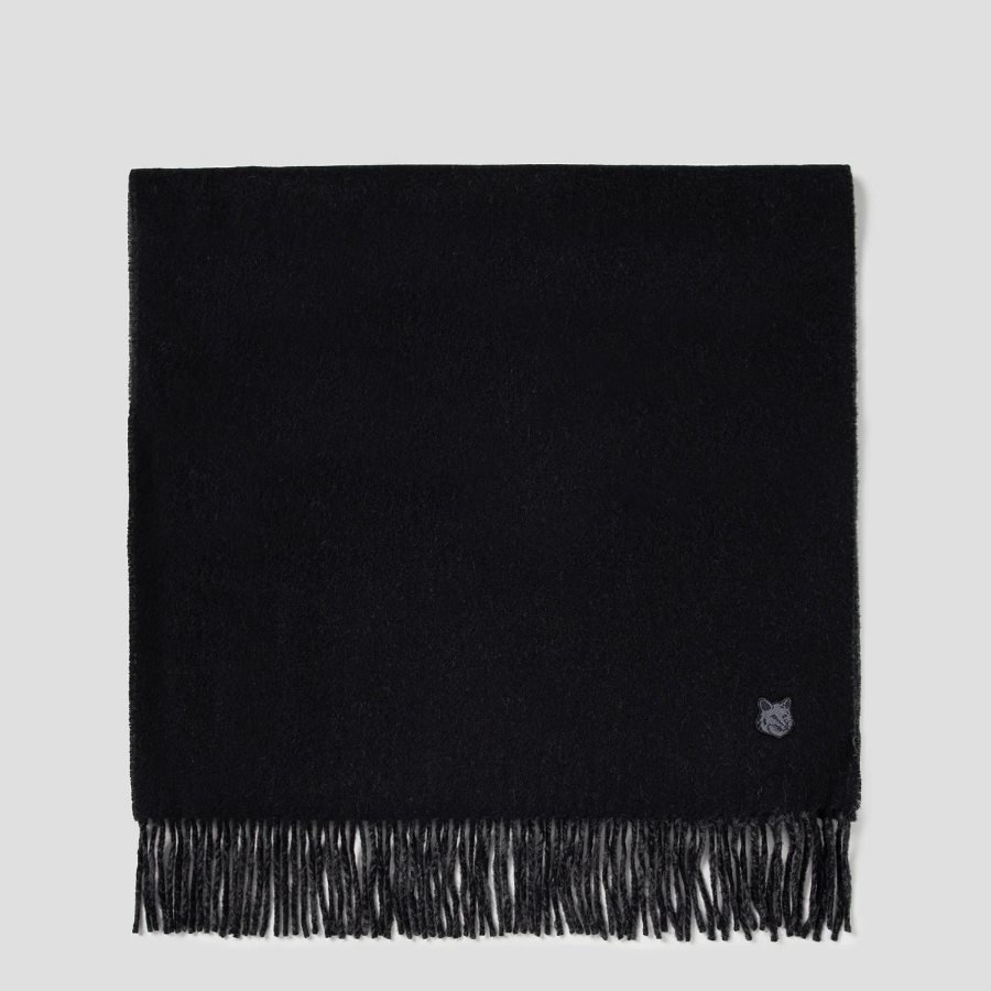 Maison Kitsune Unisex Bold Fox Head Patch Scarf - Black