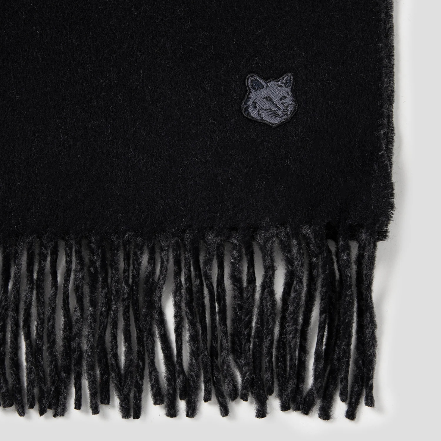 Maison Kitsune Unisex Bold Fox Head Patch Scarf - Black