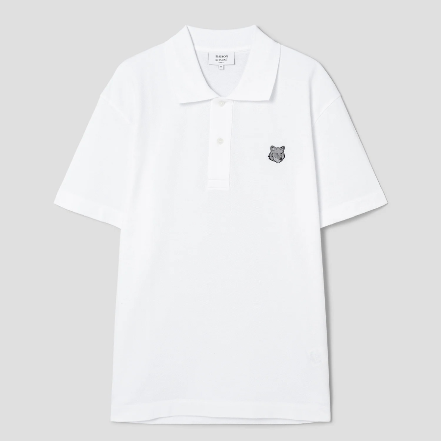 Maison Kitsune Men Bold Fox Head Patch Comfort Polo - White