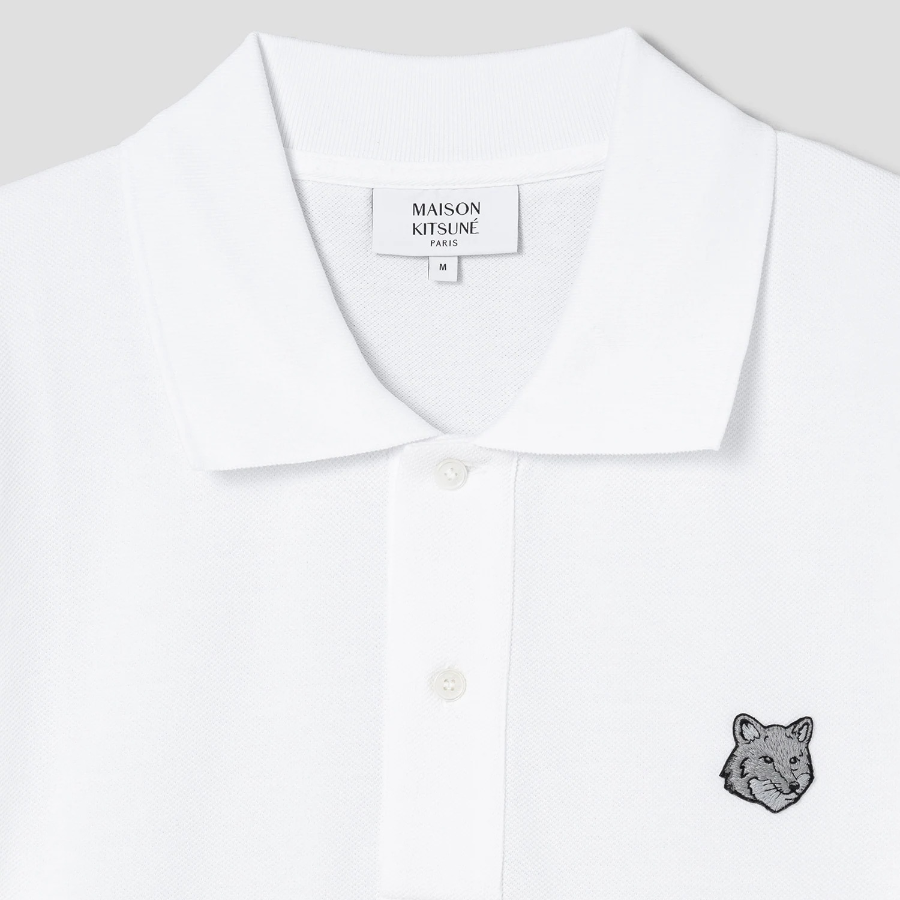 Maison Kitsune Men Bold Fox Head Patch Comfort Polo - White