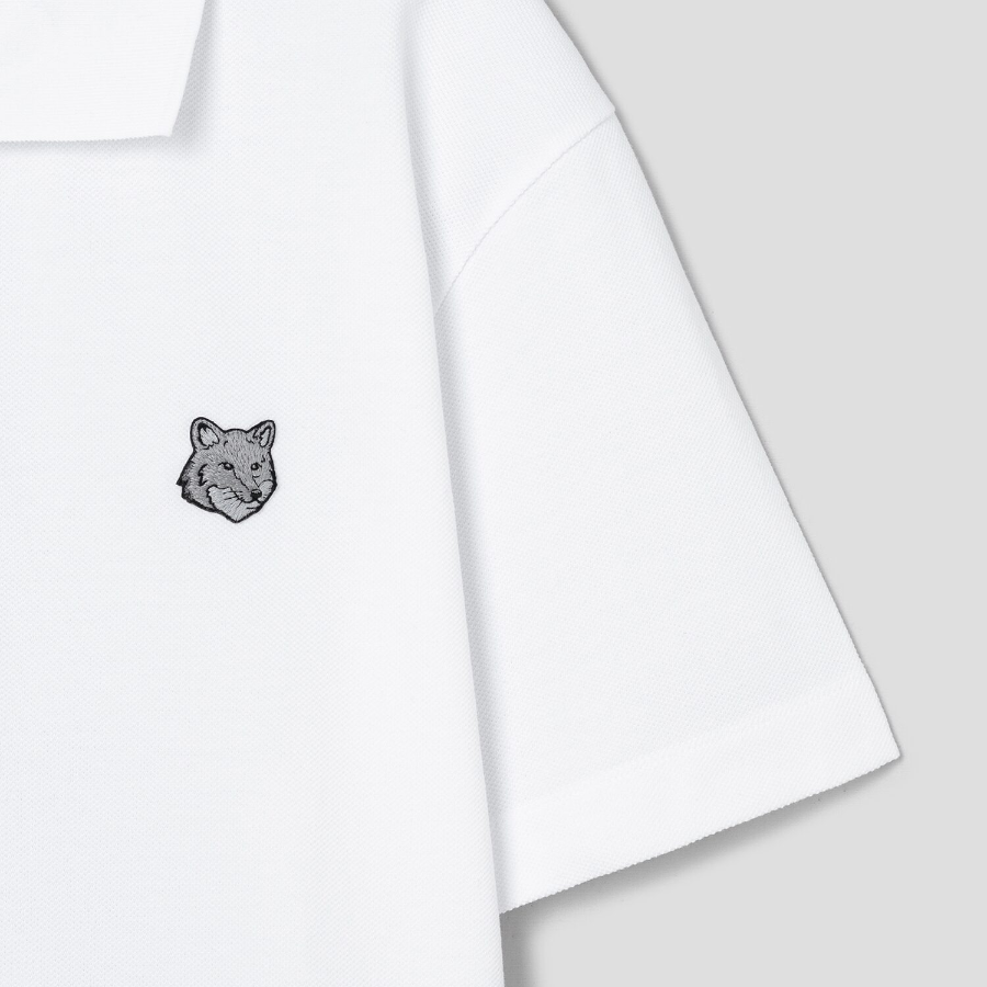 Maison Kitsune Men Bold Fox Head Patch Comfort Polo - White