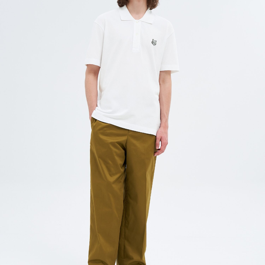 Maison Kitsune Men Bold Fox Head Patch Comfort Polo - White