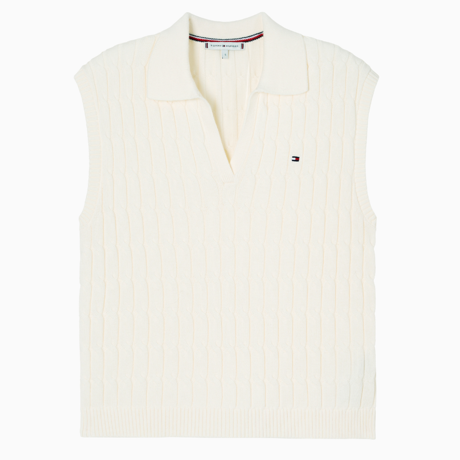 TOMMY HILFIGER [Official Headquarters] Cable Open Polo Vest