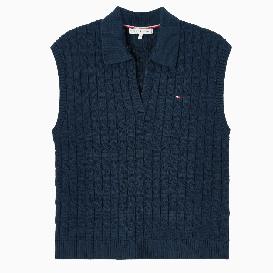 TOMMY HILFIGER [Official Headquarters] Cable Open Polo Vest