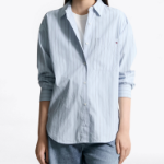 TOMMY HILFIGER [Official Headquarters] Stripe Poplin Easy Shirt