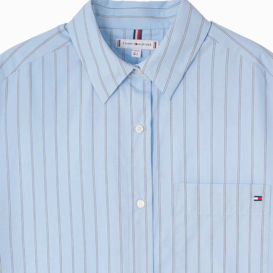 TOMMY HILFIGER [Official Headquarters] Stripe Poplin Easy Shirt
