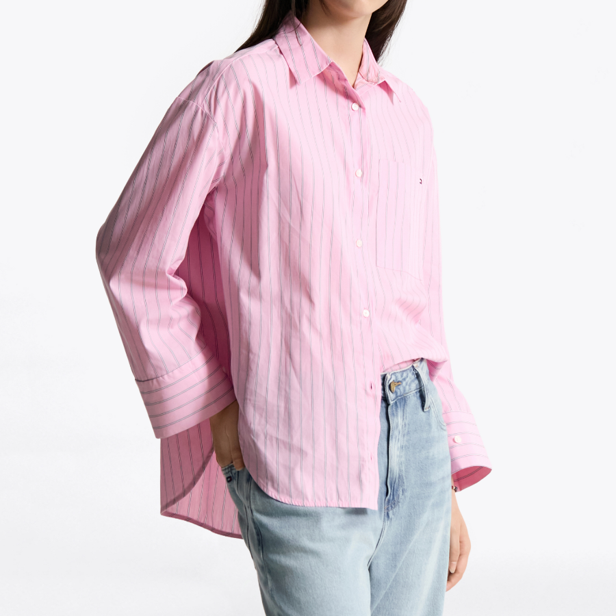 TOMMY HILFIGER [Official Headquarters] Stripe Poplin Easy Shirt