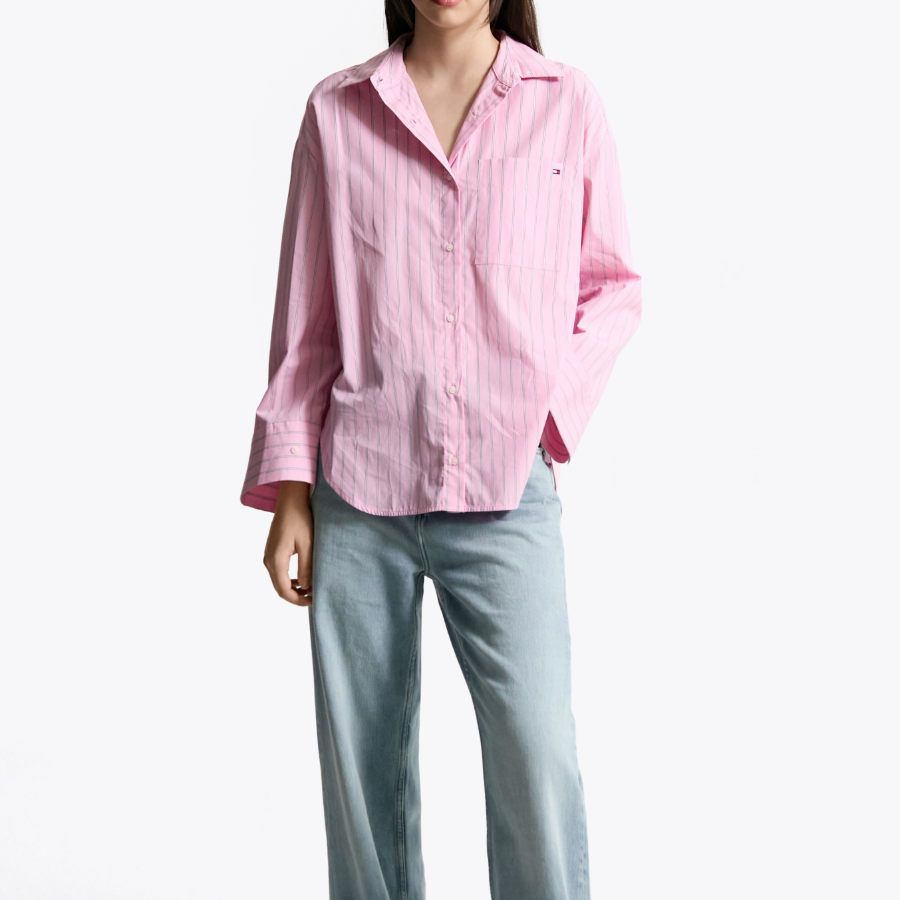 TOMMY HILFIGER [Official Headquarters] Stripe Poplin Easy Shirt