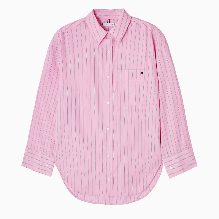 TOMMY HILFIGER [Official Headquarters] Stripe Poplin Easy Shirt