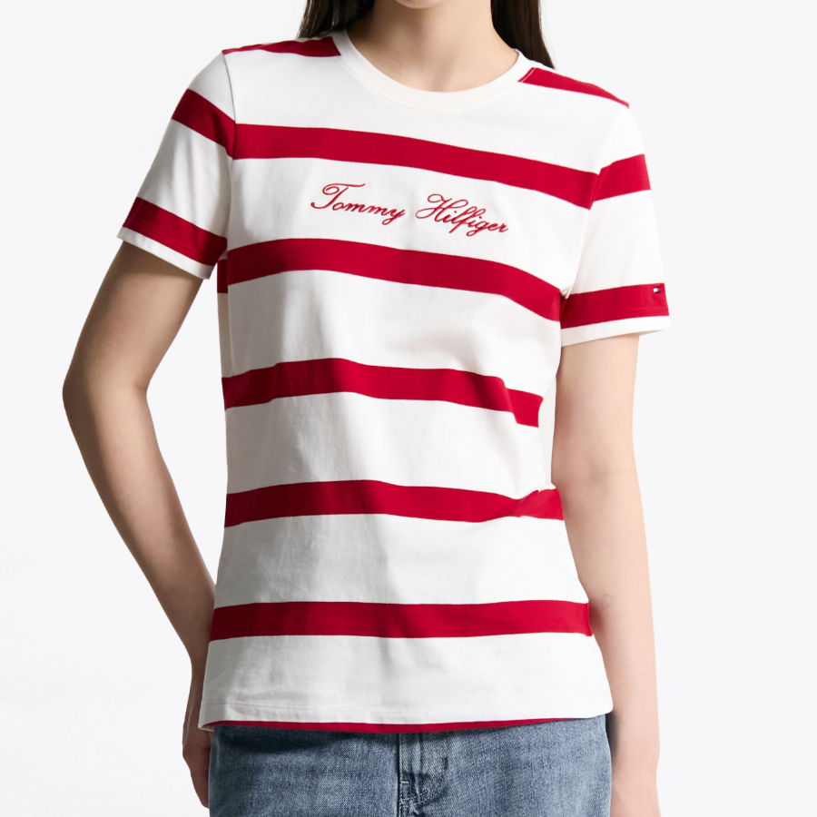 TOMMY HILFIGER [Official Headquarters] Script Stripe T-Shirt