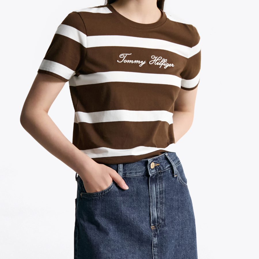 TOMMY HILFIGER [Official Headquarters] Script Stripe T-Shirt