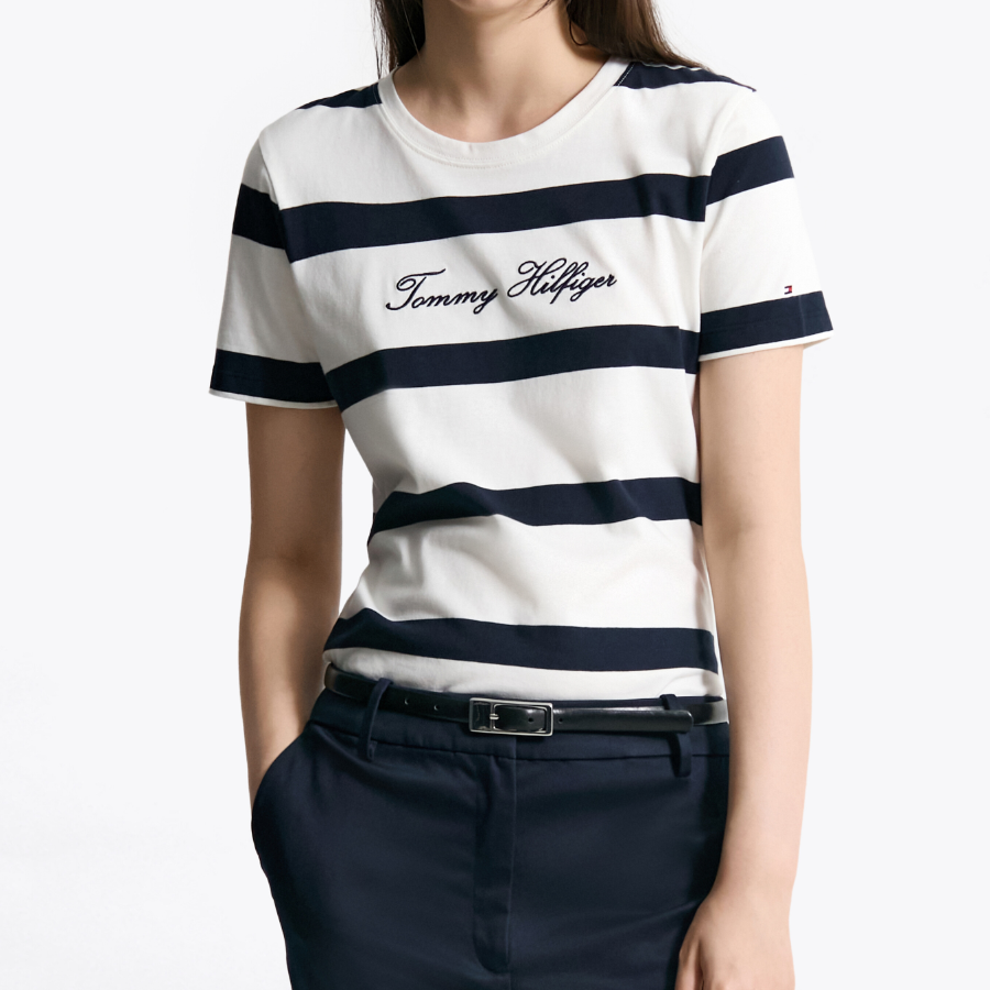 TOMMY HILFIGER [Official Headquarters] Script Stripe T-Shirt