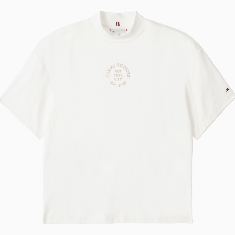 TOMMY HILFIGER [Official Headquarters] Stamp Logo Mock Neck T-Shirt