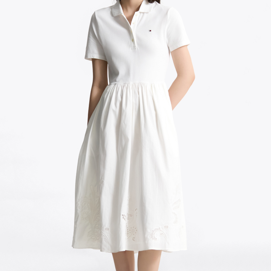 TOMMY HILFIGER [Official Headquarters] Anglaise Midi Polo Dress