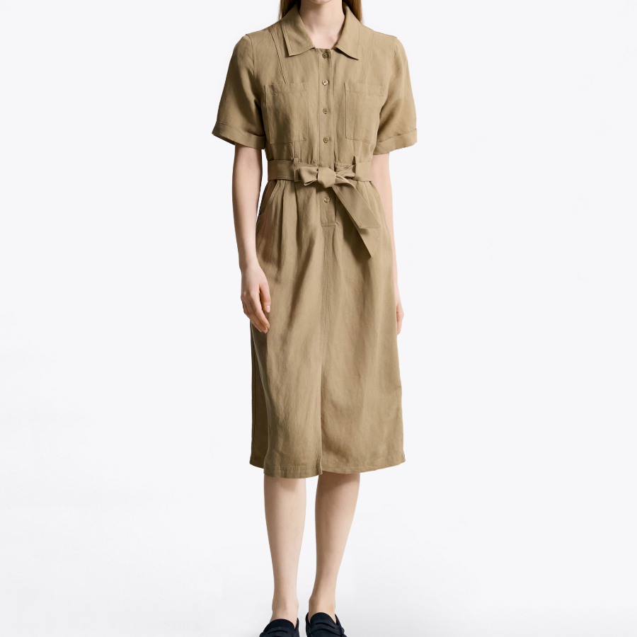 Tommy Hilfiger Official Linen Blend Utility Shirt Dress