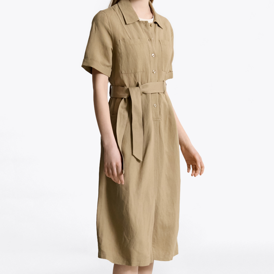Tommy Hilfiger Official Linen Blend Utility Shirt Dress