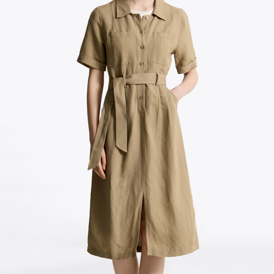 Tommy Hilfiger Official Linen Blend Utility Shirt Dress