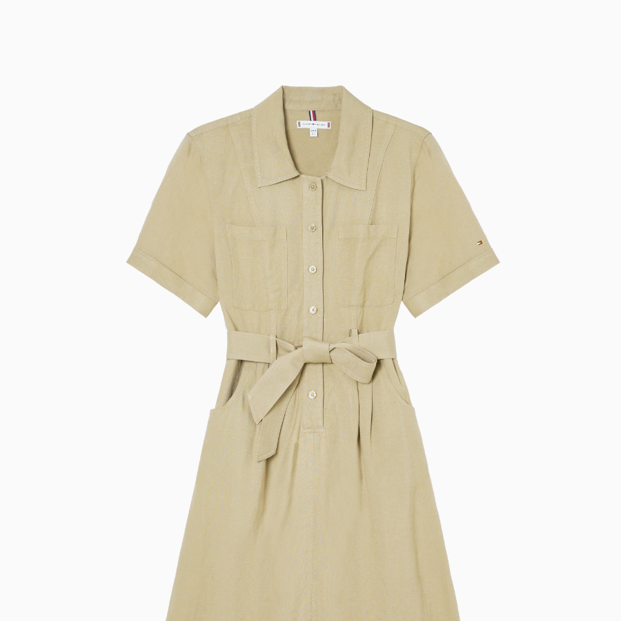 Tommy Hilfiger Official Linen Blend Utility Shirt Dress