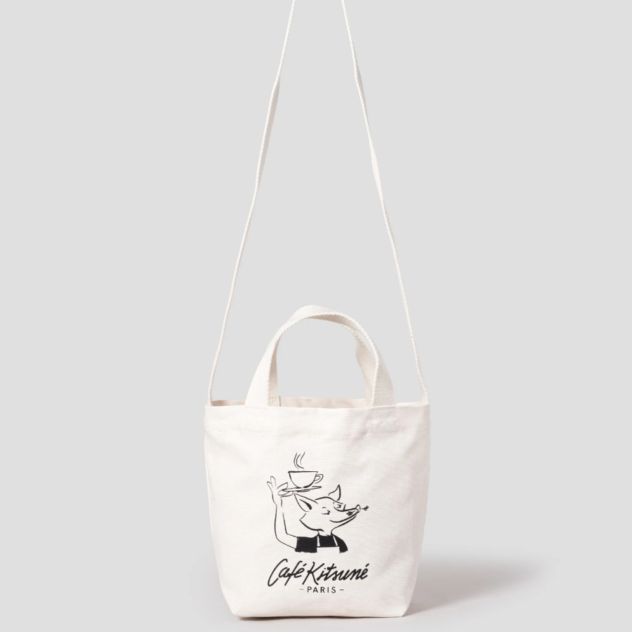 Maison Kitsune Unisex Barista Fox Mini Tote Bag - Tapioca