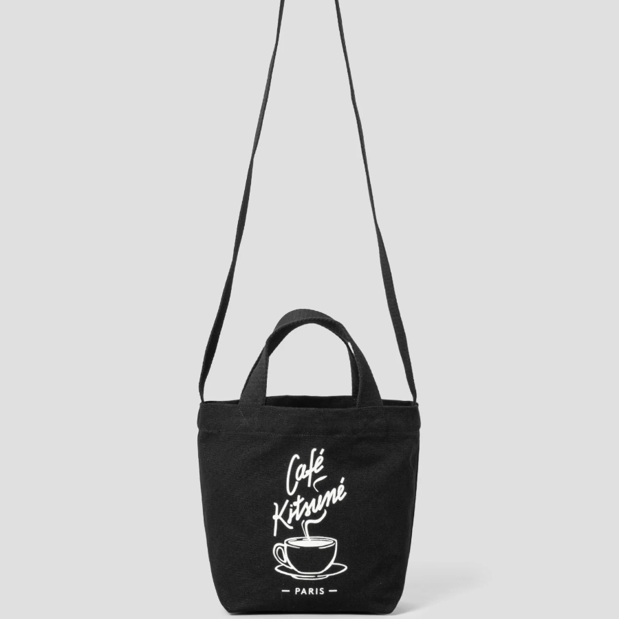 Maison Kitsune Unisex Cafe Kitsune Coffee Cup Mini Tote Bag - Black