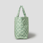 Maison Kitsune Unisex Cafe Kitsune Checkerboard Maxi Tote Bag - Basile/Lime Pattern