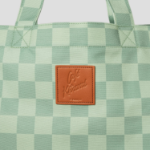 Maison Kitsune Unisex Cafe Kitsune Checkerboard Maxi Tote Bag - Basile/Lime Pattern