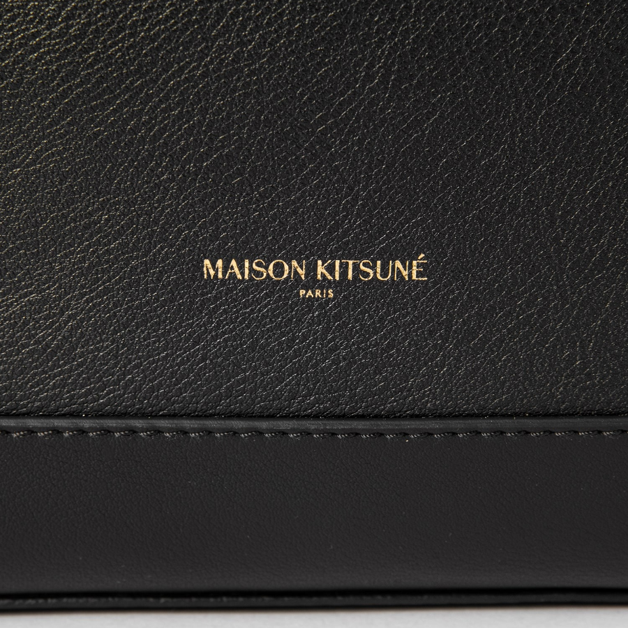 Maison Kitsune Women Fox Head Medium Leather Tote - Black