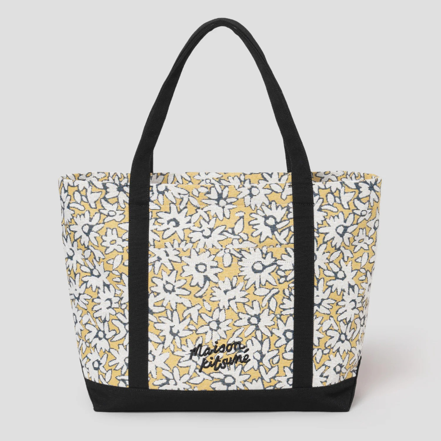 Maison Kitsune Women Daisy Field Large Jacquard Tote - Mimosa Print